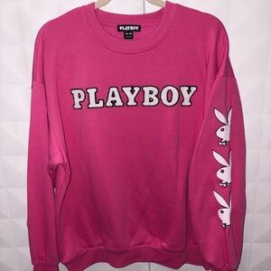 Playboy Pink Logo Crewneck Sweatshirt with playboy detailing on sleeve 💖💖🐇🐰